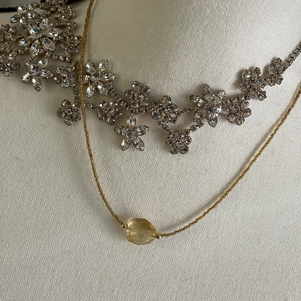 citrine gemstone necklace seed beads necklace - Picture 12 of 16